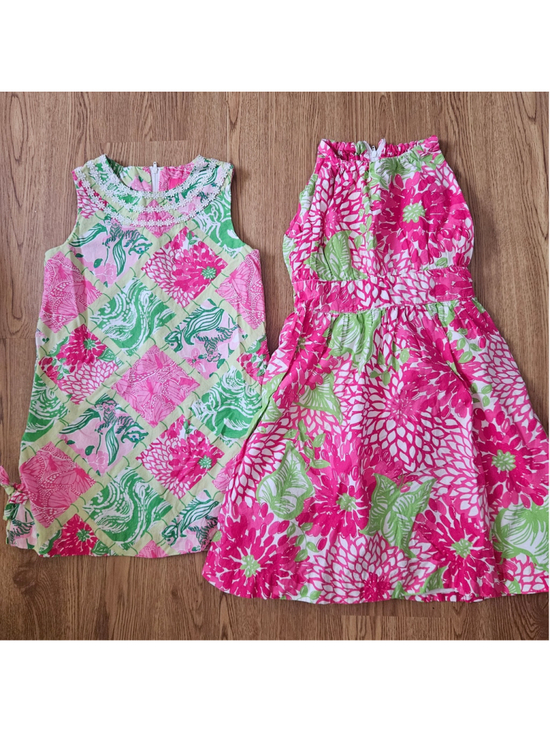 Lilly Pulitzer Other - Lilly Pulitzer Jubilee Girls Sleeveless Dresses Floral Girly Girls 7 Set of 2